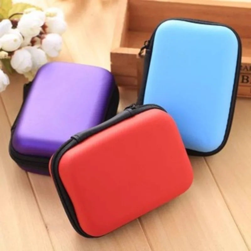 STONEGO Zipper Earphone Case Leather Earphone Storage Box Portable USB