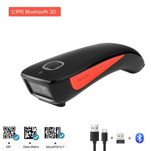 NETUM C750 Bluetooth QR 2D Barcode Scanner AND C830 Wireless Laser 1D