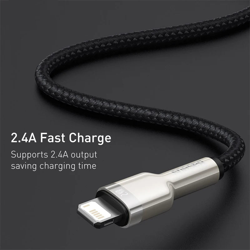Baseus USB Cable for iPhone 14 11 12 Pro Max Xs Xr X 2.4A Fast