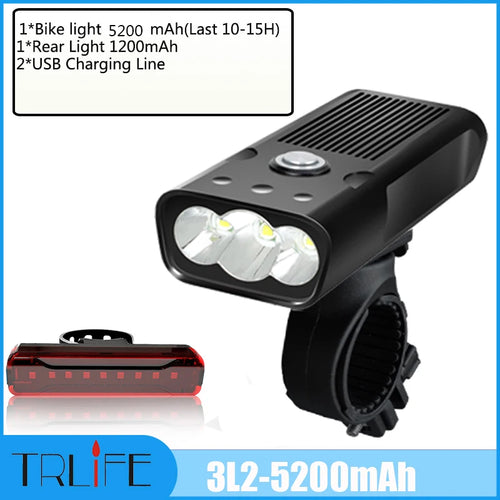 10000LM 8T6 Bike Light Built-in 10000mAh USB Rechargeable Rear Light