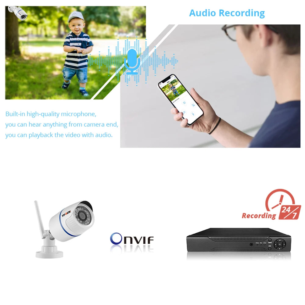 4MP 1080P IP Camera Outdoor WiFi Home Security Camera Wireless