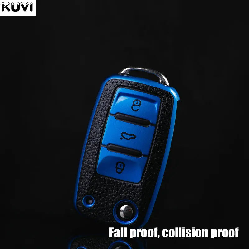 Leather TPU Car Key Case Cover For Volkswagen VW Polo Golf Passat