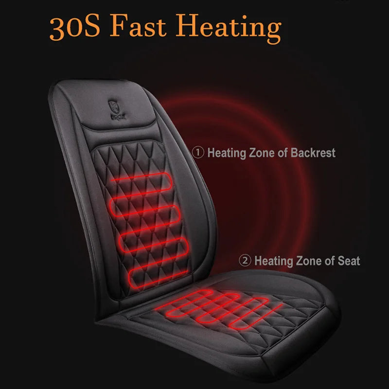 2pcs Heated Car Seat Cushion Fast Heating Seat Covers 12V/24V