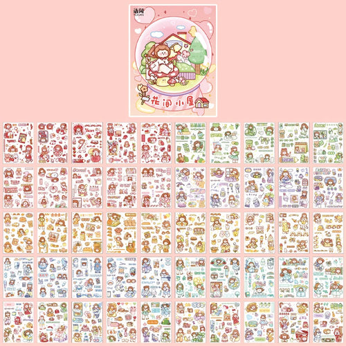 Yoofun 50 Unrepeated Patterns Decorative Stationery Stickers Colorful