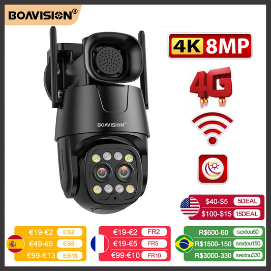Ip Camera Wifi Ptz Hd 2mp 4mp Dual Lens 3.6mm-8mm Outdoor Ai Human