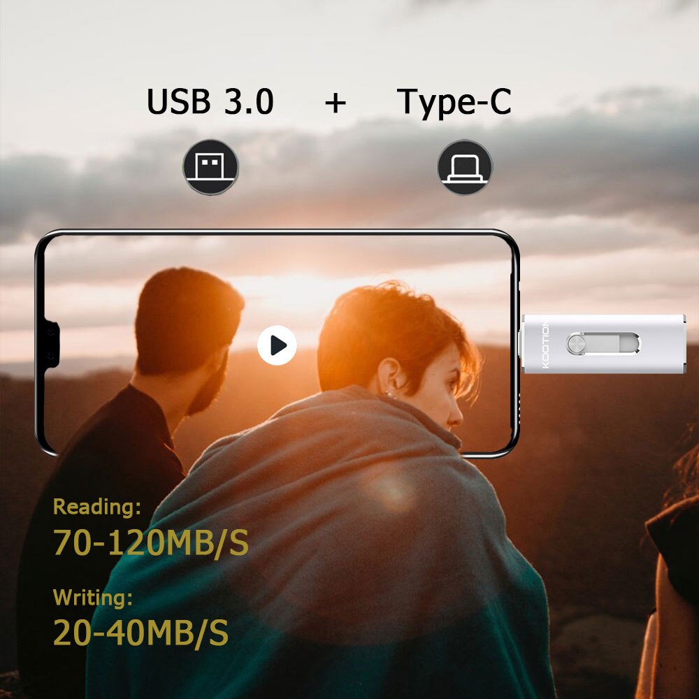 Kootion U21 Usb 3.0 Type C Usb Flash Drive Otg Pen Drive 256gb 128gb