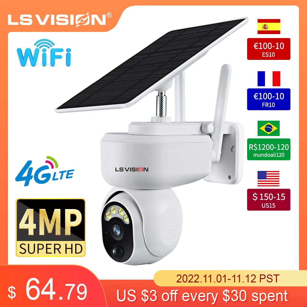 Ls Vision 4mp/2mp Multipurpose Outdoor 4g Solar Camera Wifi Wireless