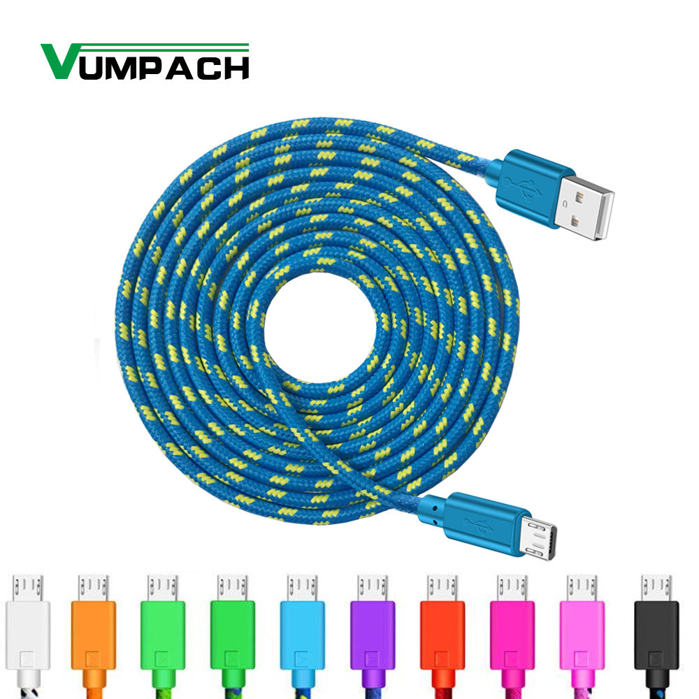 Micro Usb Cable 1m 2m 3m Nylon Braided Data Sync Usb Charger Cable For