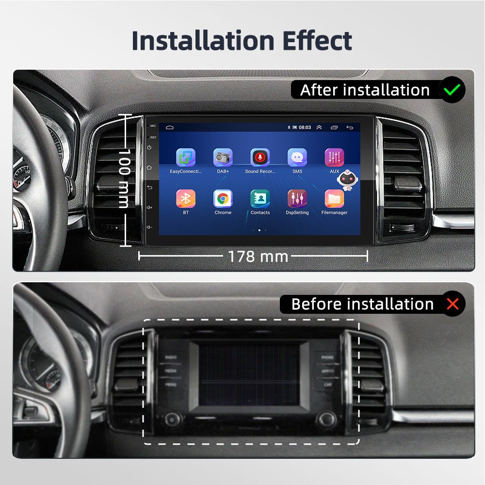 Podofo 8g 128g Car Radio Gps 2 Din Android 10.0 Auto Carplay Universal