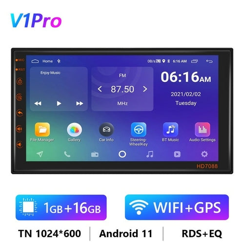 Podofo Android 11 Car Radio Autoradio 32G 2 Din 7"/9"/10" Universal