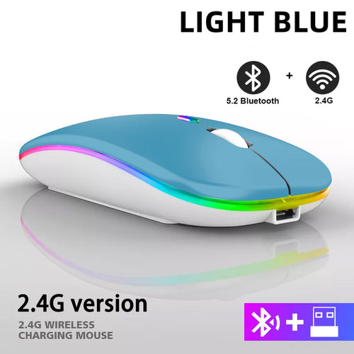 Rechargeable Bluetooth Wireless Mouse With 2.4ghz Usb Rgb 1600dpi