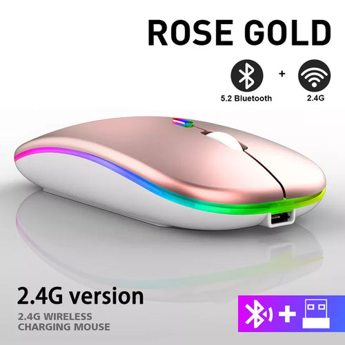 Rechargeable Bluetooth Wireless Mouse With 2.4ghz Usb Rgb 1600dpi