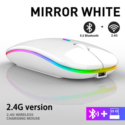 Rechargeable Bluetooth Wireless Mouse With 2.4ghz Usb Rgb 1600dpi