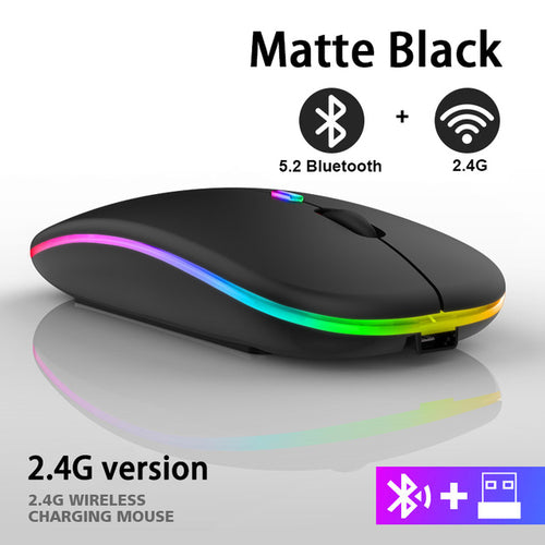 Rechargeable Bluetooth Wireless Mouse With 2.4ghz Usb Rgb 1600dpi