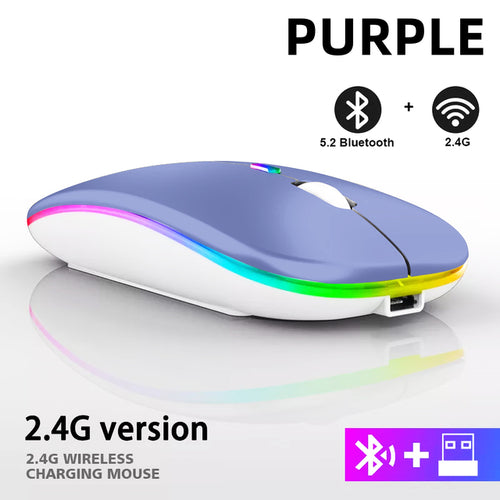 Rechargeable Bluetooth Wireless Mouse With 2.4ghz Usb Rgb 1600dpi