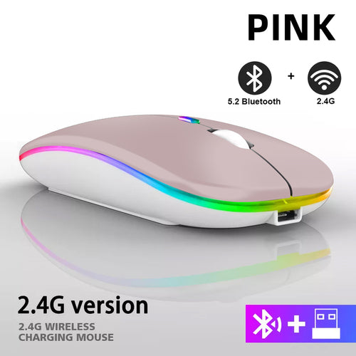 Rechargeable Bluetooth Wireless Mouse With 2.4ghz Usb Rgb 1600dpi
