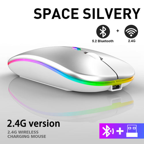 Rechargeable Bluetooth Wireless Mouse With 2.4ghz Usb Rgb 1600dpi