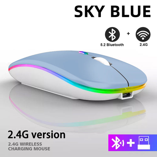 Rechargeable Bluetooth Wireless Mouse With 2.4ghz Usb Rgb 1600dpi