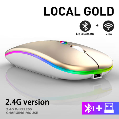 Rechargeable Bluetooth Wireless Mouse With 2.4ghz Usb Rgb 1600dpi