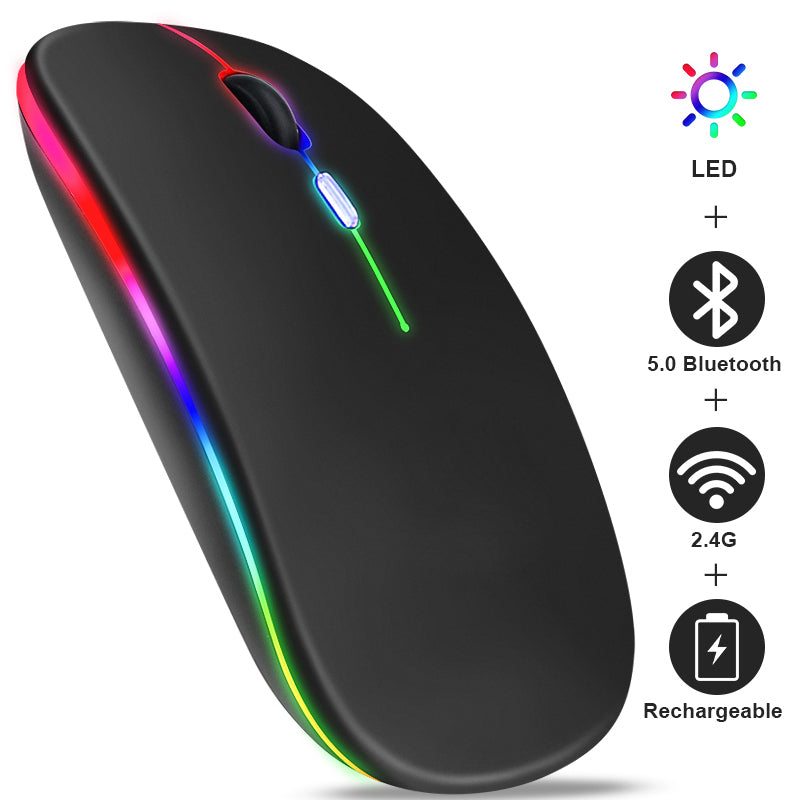 Rechargeable Bluetooth Wireless Mouse With 2.4ghz Usb Rgb 1600dpi