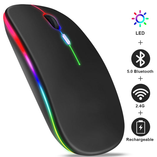Rechargeable Bluetooth Wireless Mouse With 2.4ghz Usb Rgb 1600dpi
