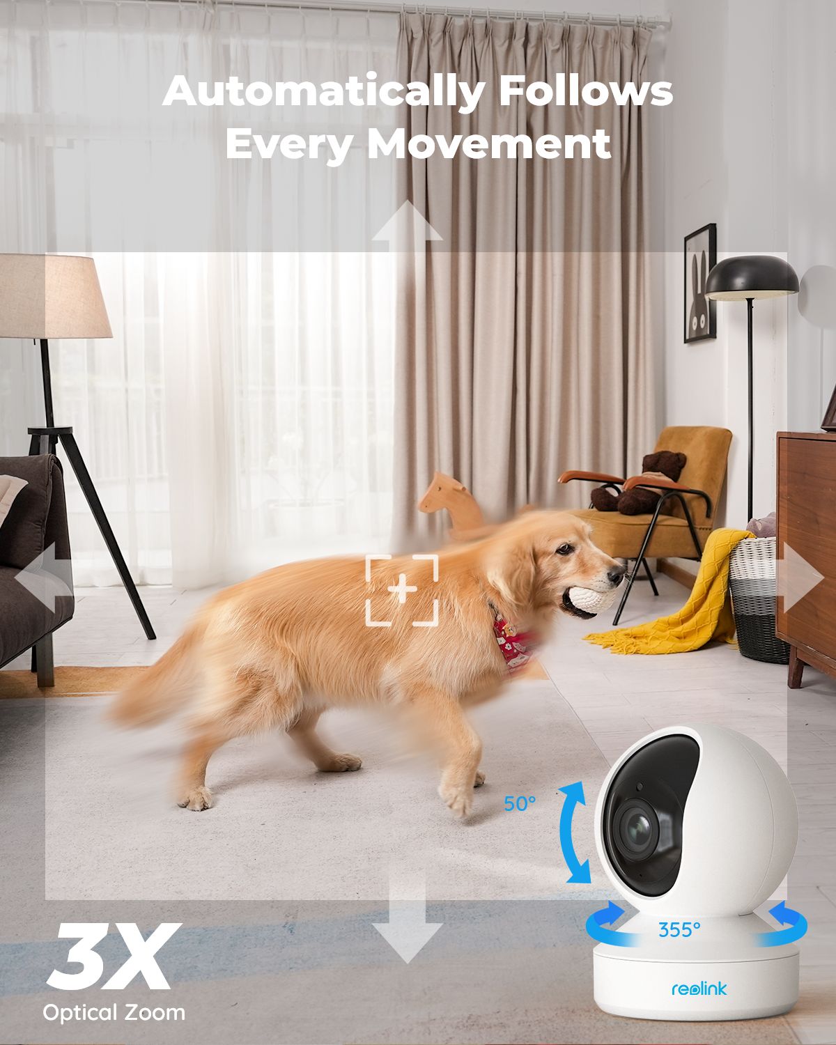 Reolink 5mp Ptz Home Security Camera Wifi 2.4g/5g 3x Optical Zoom