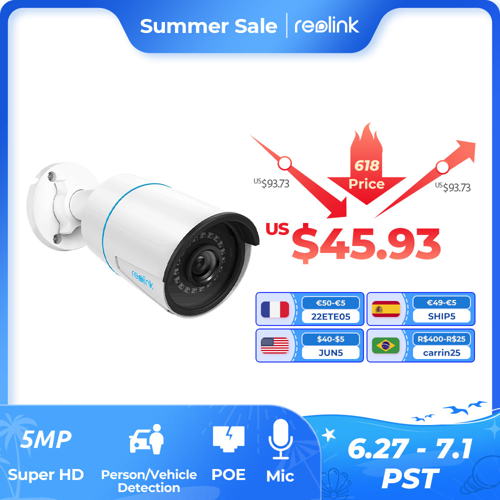 Reolink Smart Ip Camera 5mp Poe Outdoor Infrared Night Vision Bullet