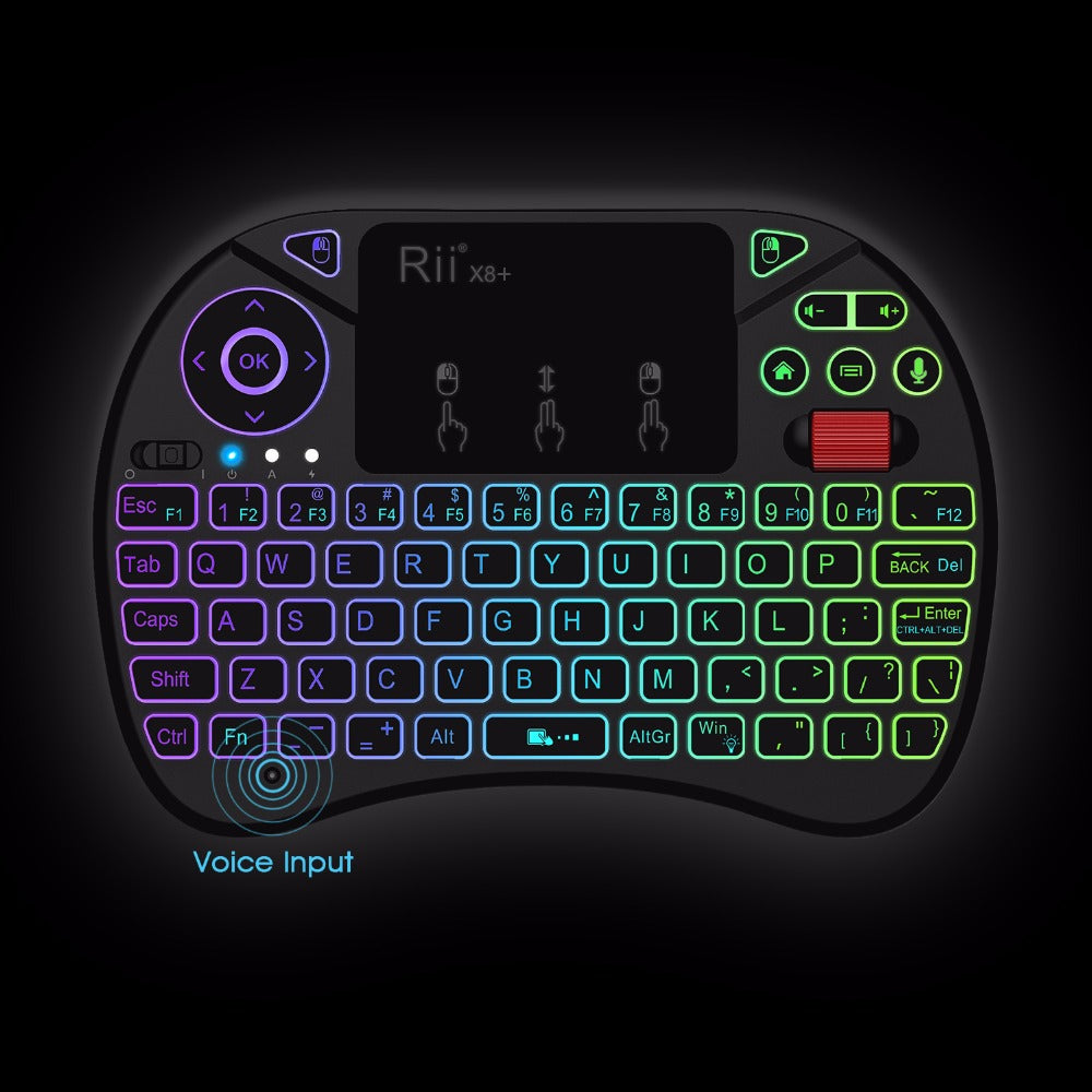 Rii X8+ 2.4ghz Mini Wireless Keyboard With Touchpad Voice Search Led