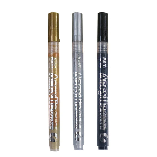 3Pcs/set Acrylic Markers Paint Pen Black/White/Gold/Silver for Rock
