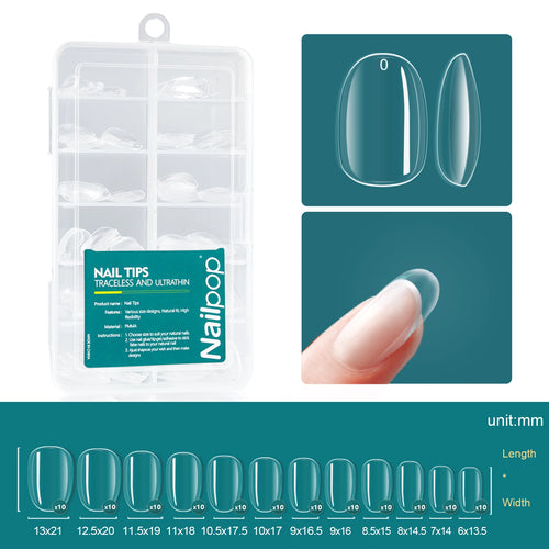 Nailpop Soft Gel Tips for Nails Acrylic Material Medium Almond/Coffin