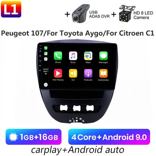 Android 10 2 Din Car Multimedia Player For Peugeot 107 Toyota Aygo