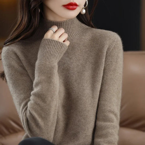 Autumn Winter Women Sweater Korean Fashion Warm Bottoming Shirts Half