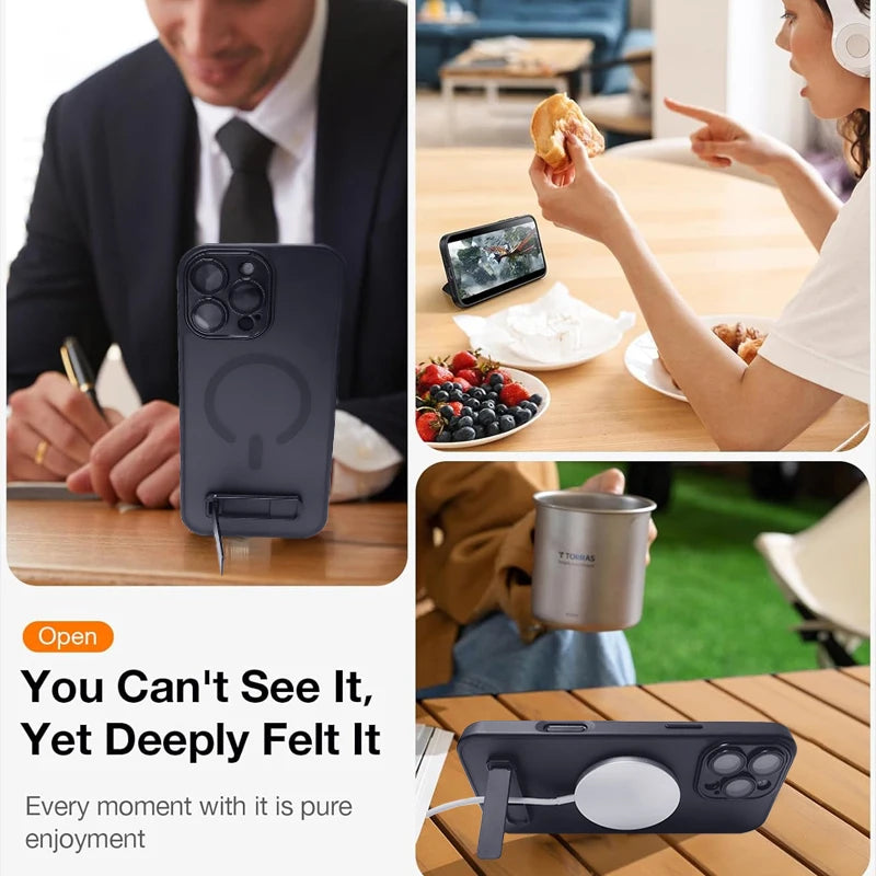 UYUXIO Translucent Magnetic Mobile Phone Case with Kickstand for