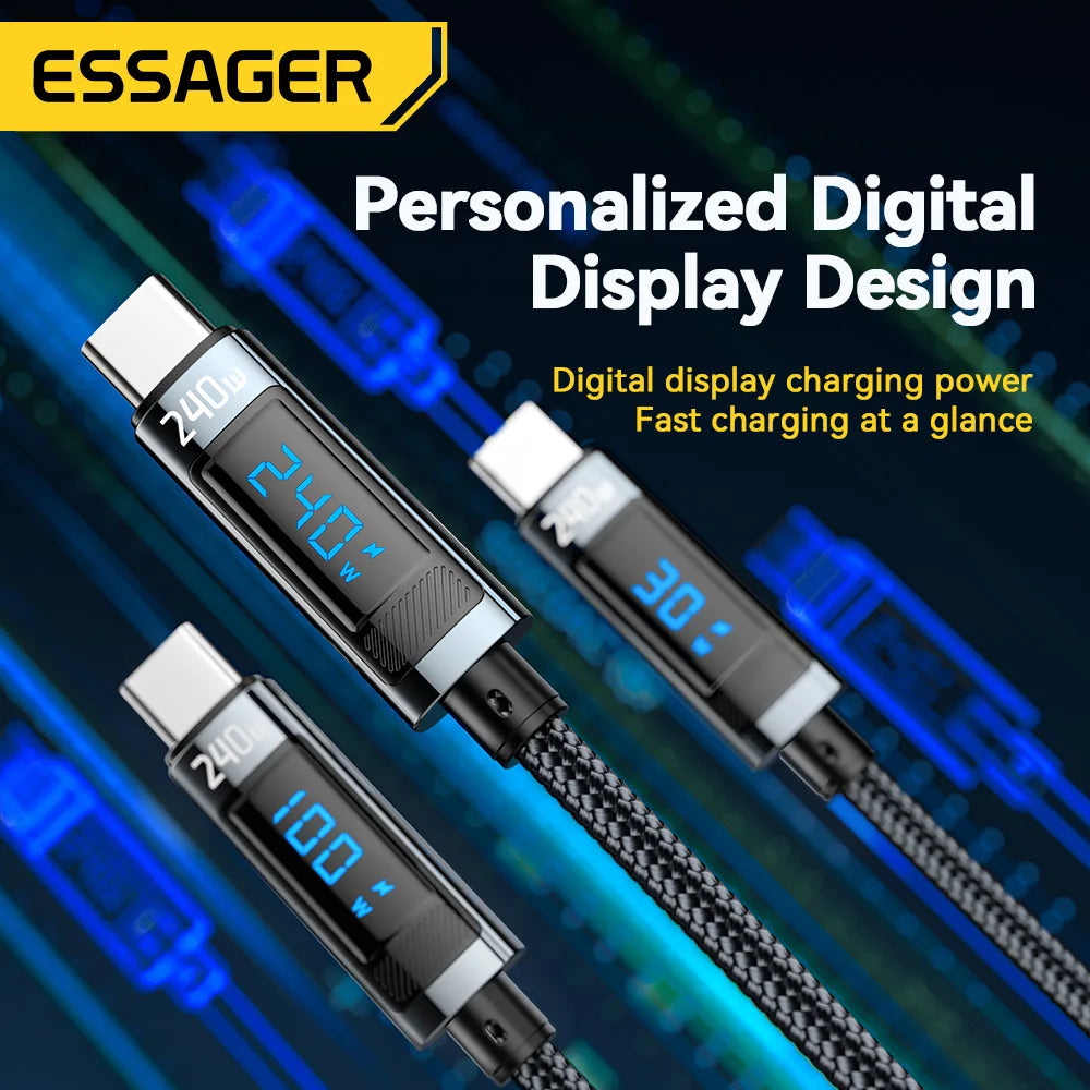 Essager 240W USB Type C To USB C Cable 100W PD 3.1 Fast Charging