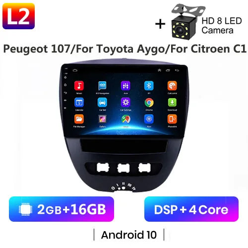 Android 10 2 Din Car Multimedia Player For Peugeot 107 Toyota Aygo