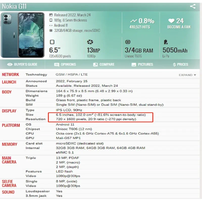 For Nokia G11 /g21TA-1401 LCD Display Touch Screen Digitizer Assembly
