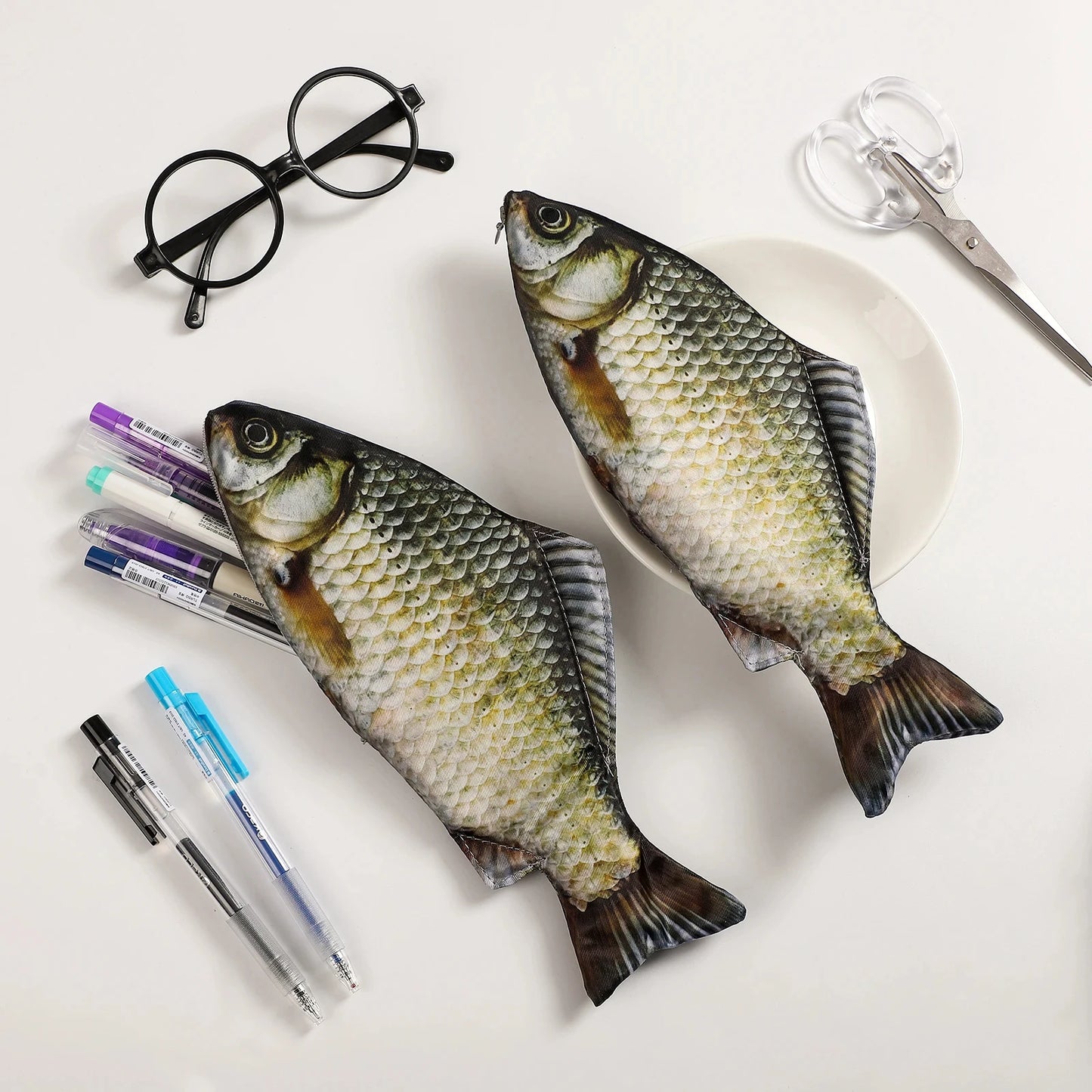 Creative Simulated Salted Fish Pencil Case Large Capacity Pencils
