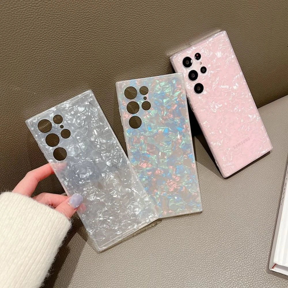 Glitter Dream Shell Marble Phone Case For Samsung S25 S24 S23 S22