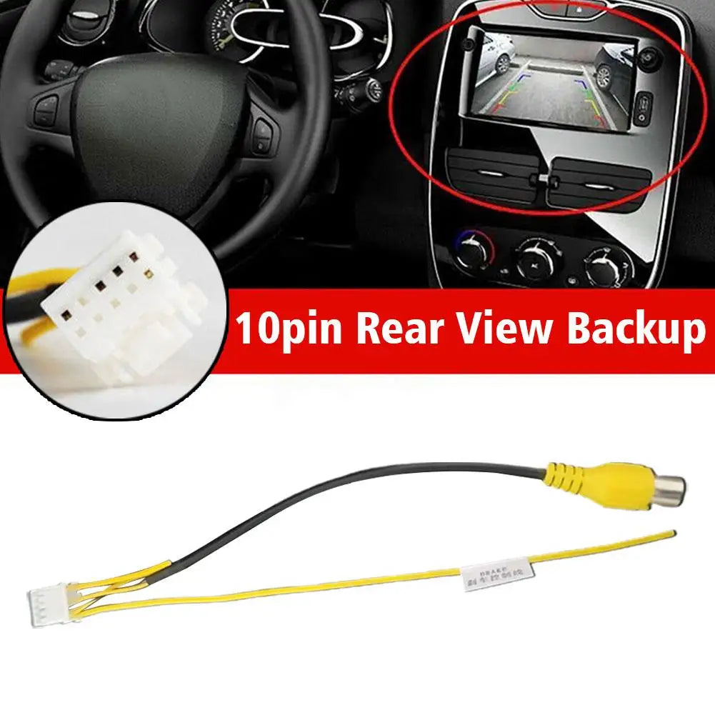 1pcs 10Pin Rear View Backup Camera Cable Adaptor RCA For Car Stereo