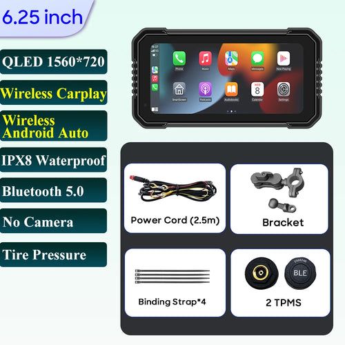 6.25 inch Motorcycle Navigation Screen 1560*720 Wireless CarPlay