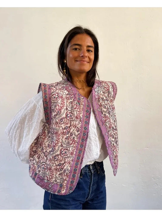 Women's Printed Cotton Vest Girl's Cute and Comfortable Jacket