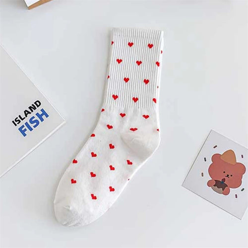 New Red Love Heart Cotton Cute Casual Breathable Soft White Black