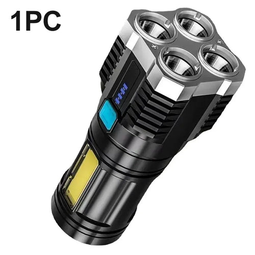 High Power LED Flashlights Camping Torch With 4 Lamp Beads And COB