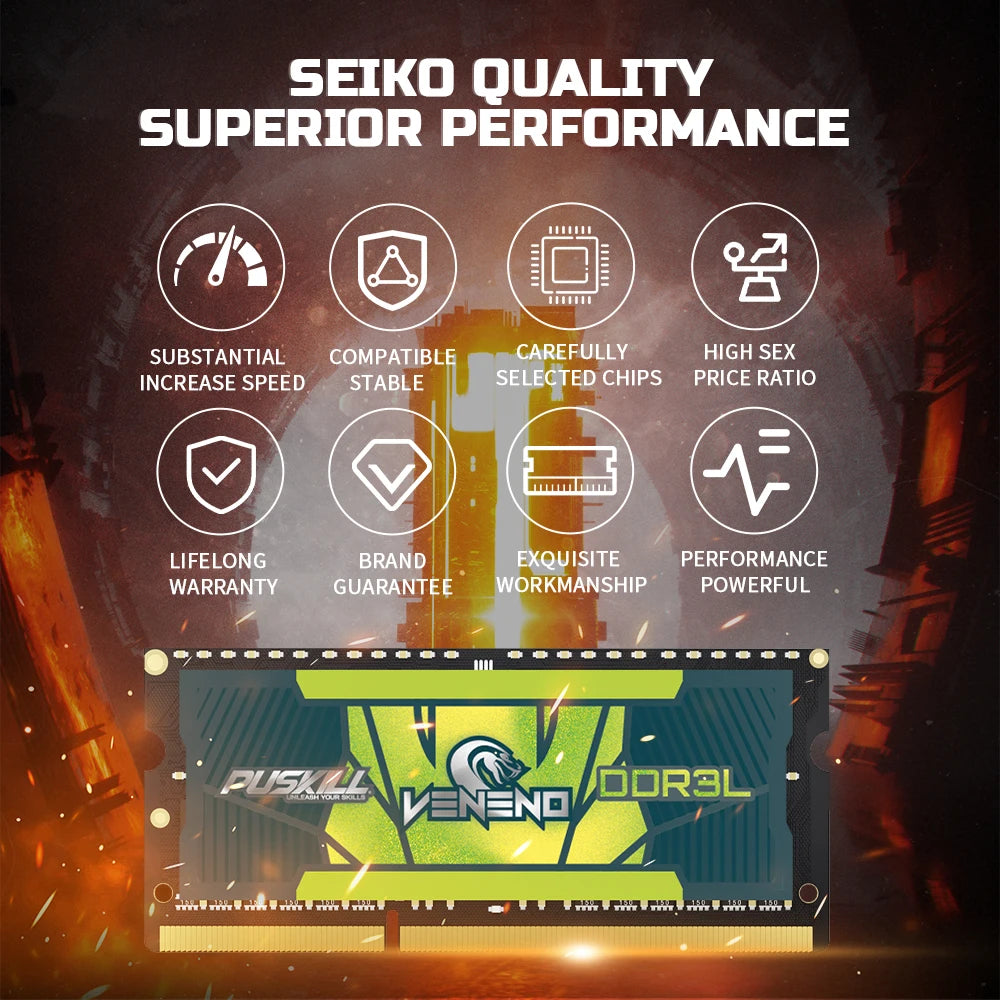 PUSKILL Memoria Ram Notebook DDR4 DDR3L 16GB 8GB 4GB 32GB 3200 2666