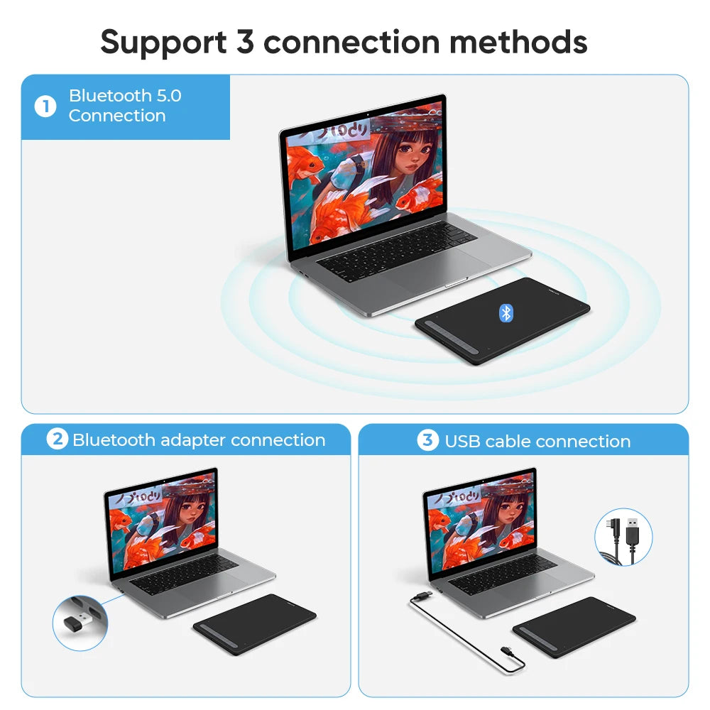 XPPen Deco M/ MW Wireless Digital Drawing Tablets 8*5 inch Graphics