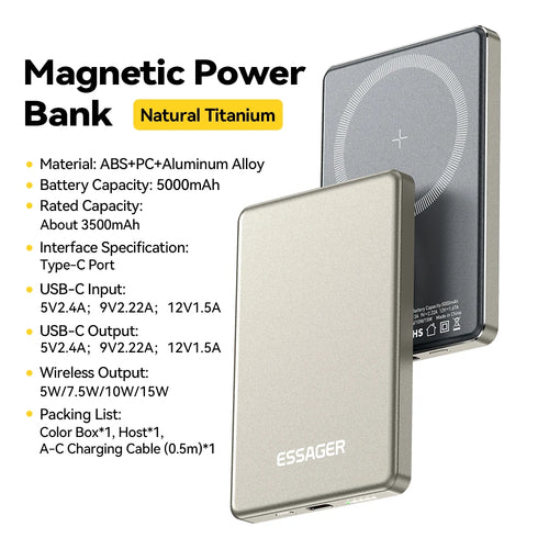 Essager Thin Wireless Power Bank 5000mAh Fast Charge Powerbank