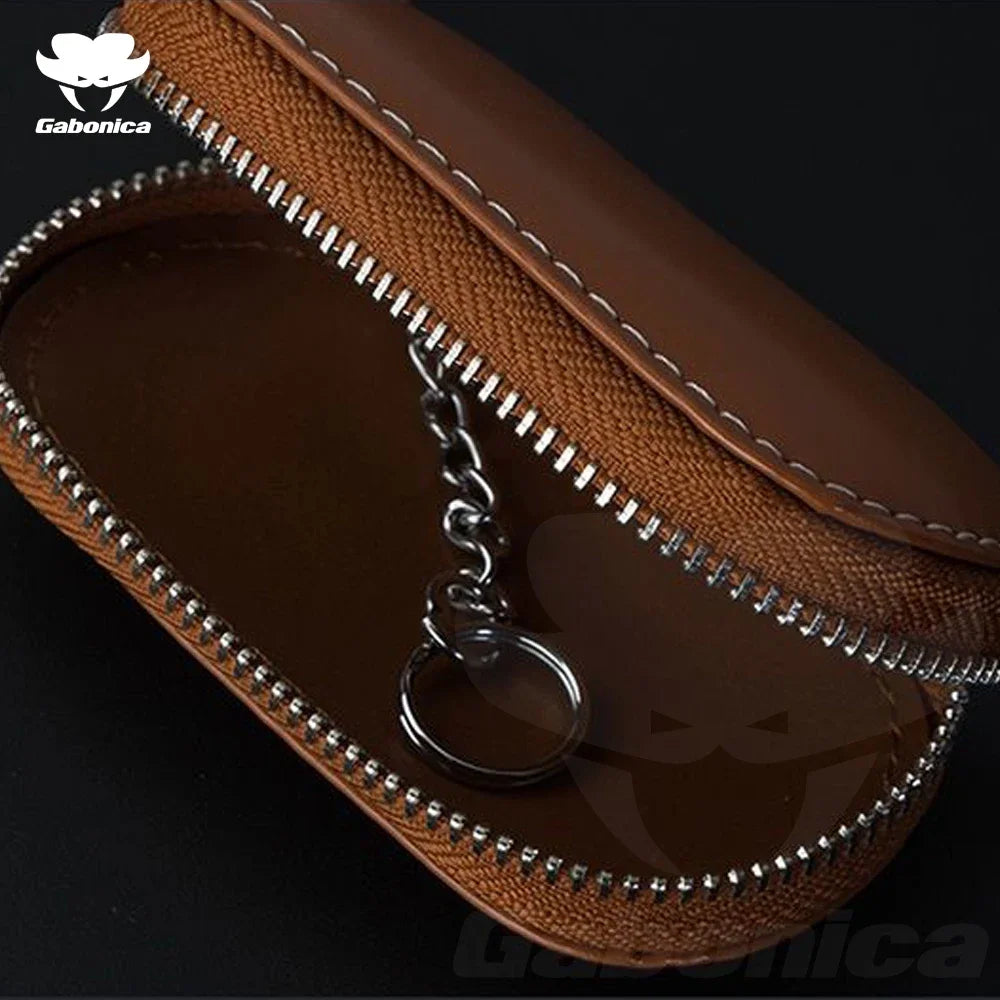 New Leather Car Key Case Folding Remote Control Zipper Keychain For