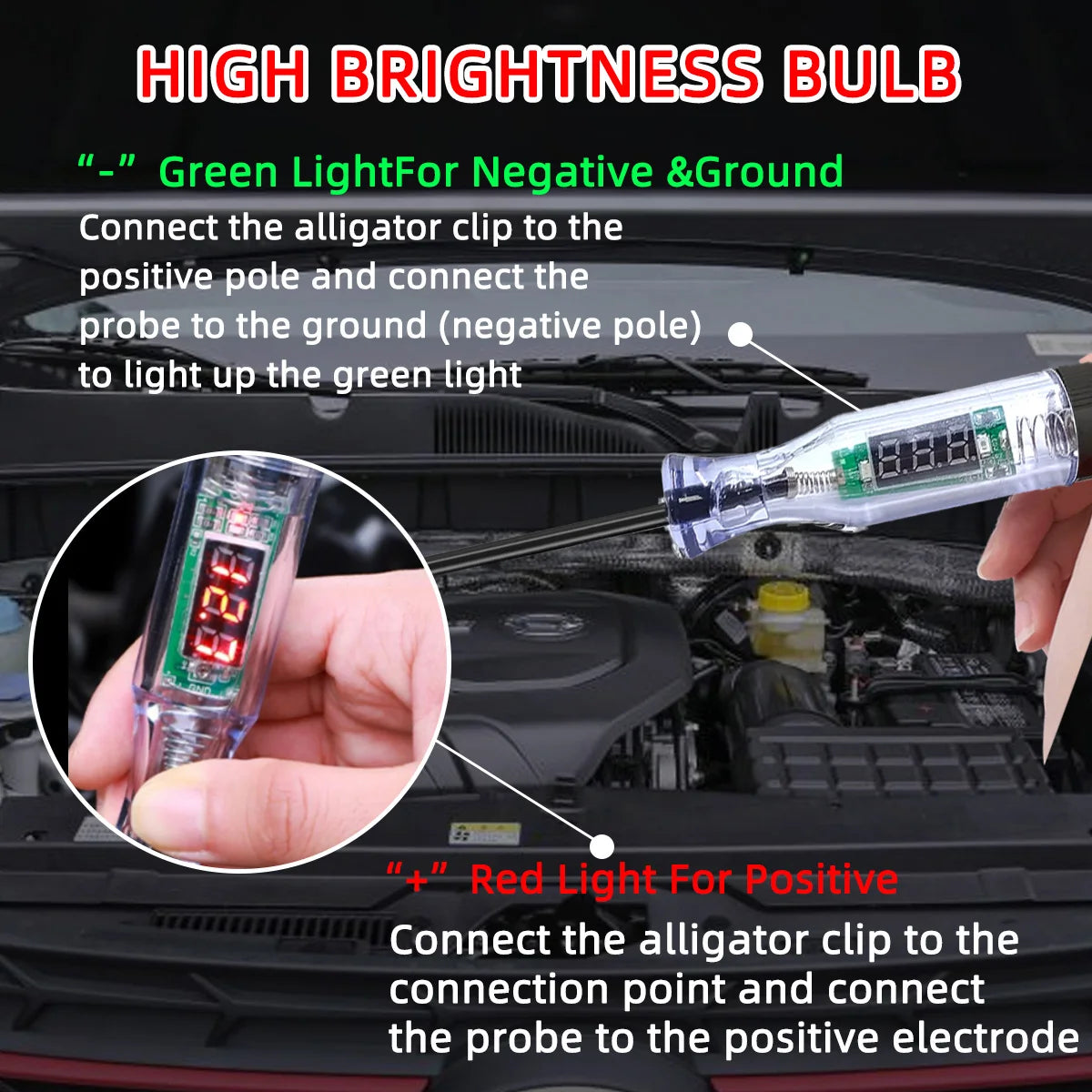 Car Truck Voltage Circuit Tester Digital Led Long Probe Pen Bulb