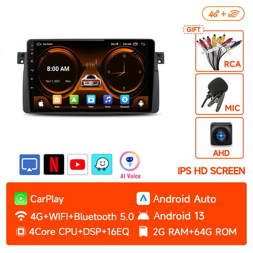 2 Din Android 13 Car Radio For BMW E46 M3 X5 1998-2006 Multimedia