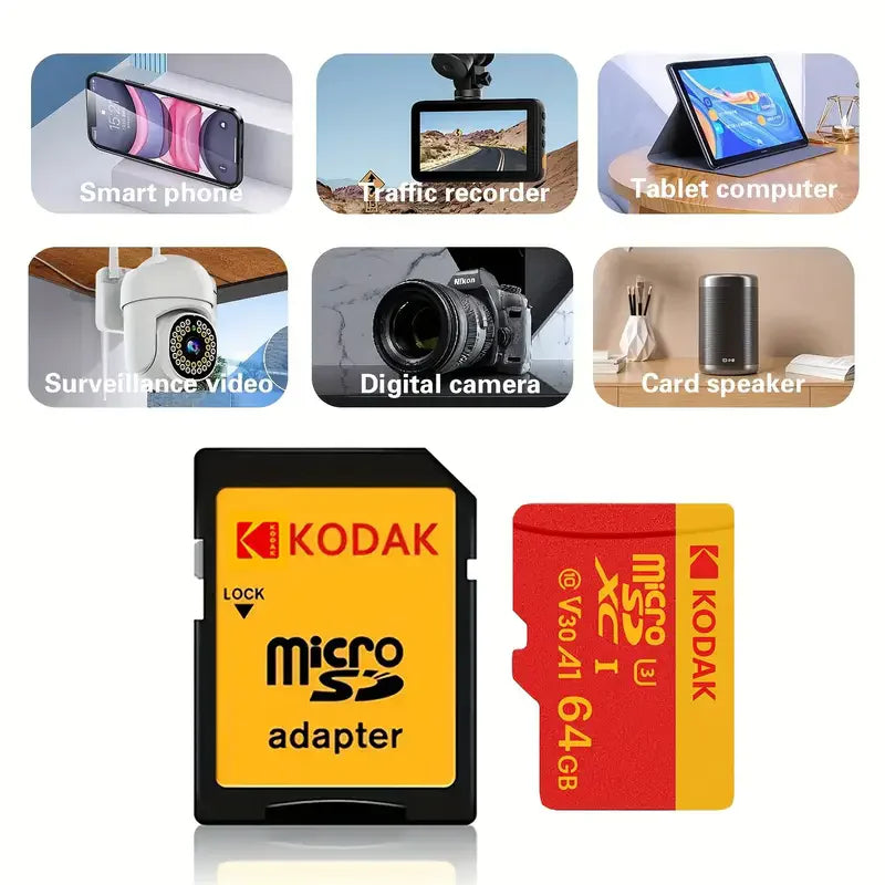 Kodak High Speed Micro SD Card U3 Class 10, up to 100MB/s, TF Memory